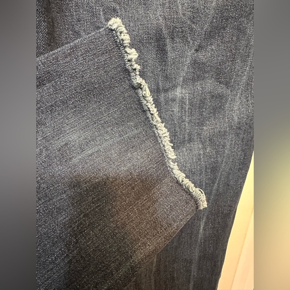 Seven 7 Weekend Slim Fit High Rise Dark Wash Raw Hem Denim Blue Jeans - Picture 3 of 7